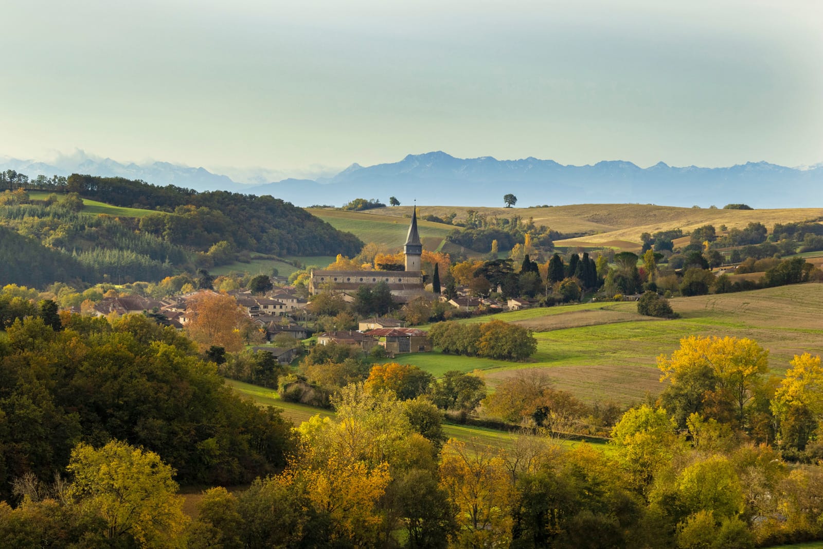 Village de Barran en automne, Gers